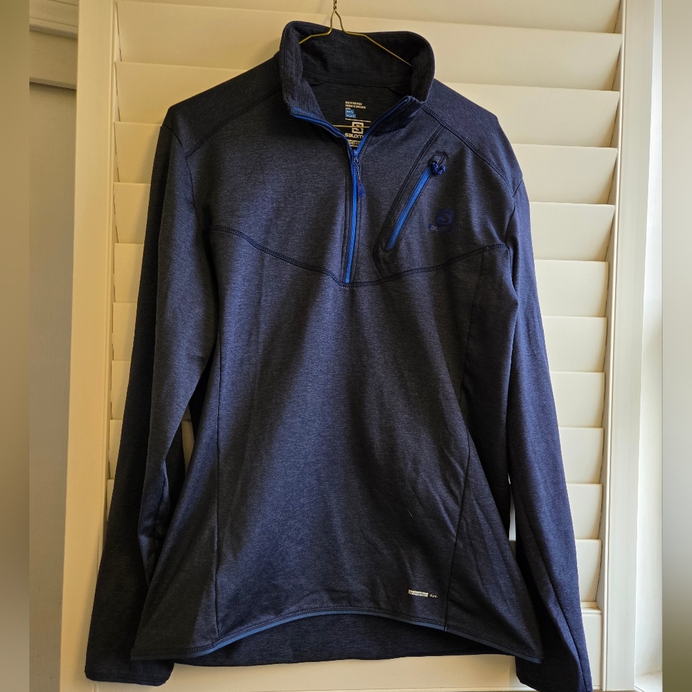 Salomon Blue Lightweight Shirt Jacket with Stand-Up Collar